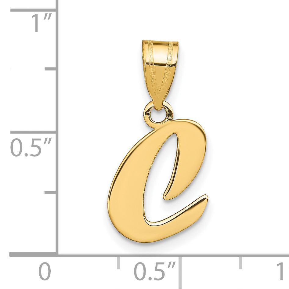 14k Yellow Gold 14k Polished Script Letter C Initial Pendant