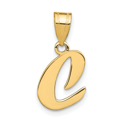 14k Yellow Gold 14k Polished Script Letter C Initial Pendant