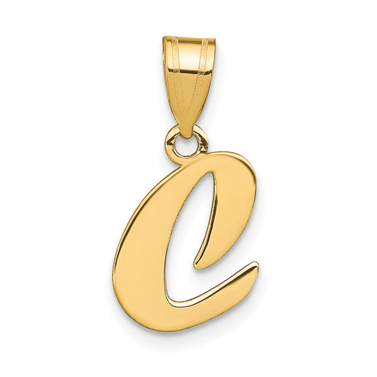 14k Yellow Gold 14k Polished Script Letter C Initial Pendant