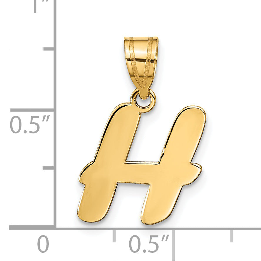14k Yellow Gold 14k Polished Script Letter H Initial Pendant