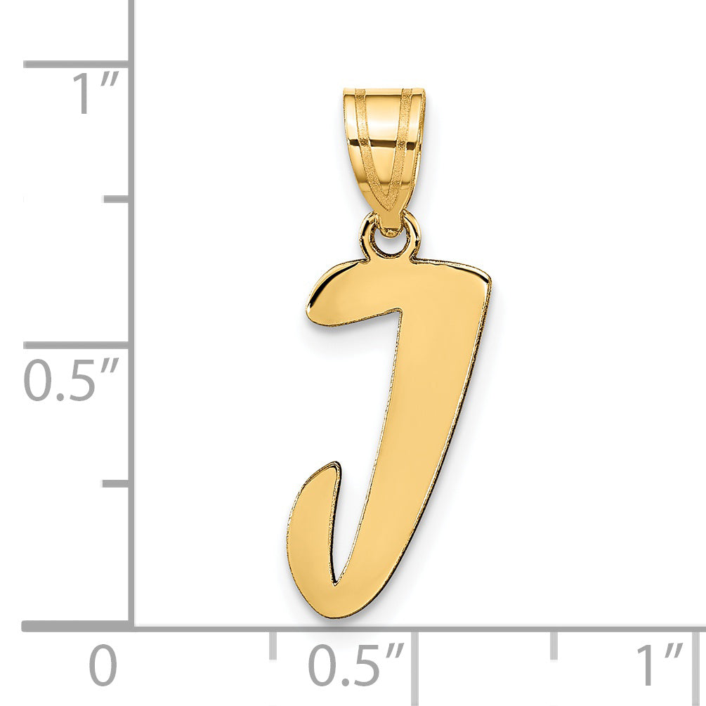 14k Yellow Gold 14k Polished Script Letter J Initial Pendant