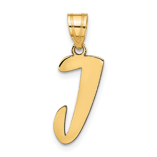 14k Yellow Gold 14k Polished Script Letter J Initial Pendant