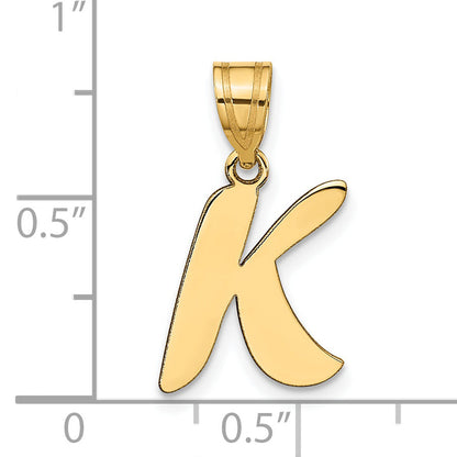 14k Yellow Gold 14k Polished Script Letter K Initial Pendant