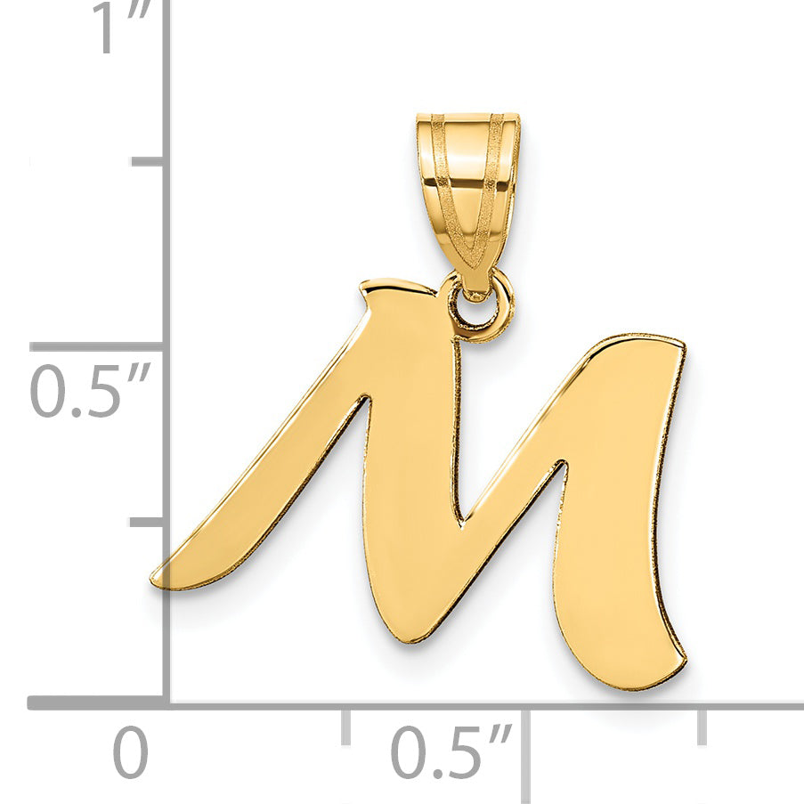 14k Yellow Gold 14k Polished Script Letter M Initial Pendant