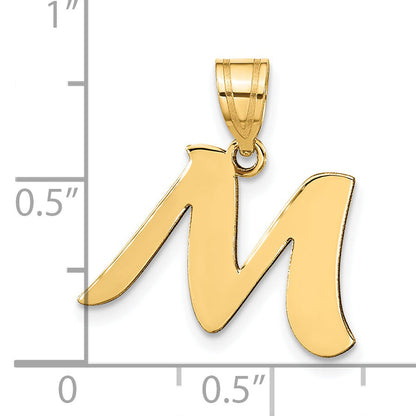 14k Yellow Gold 14k Polished Script Letter M Initial Pendant