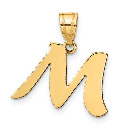 14k Yellow Gold 14k Polished Script Letter M Initial Pendant
