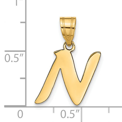 14k Yellow Gold 14k Polished Script Letter N Initial Pendant