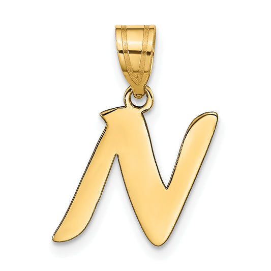 14k Yellow Gold 14k Polished Script Letter N Initial Pendant