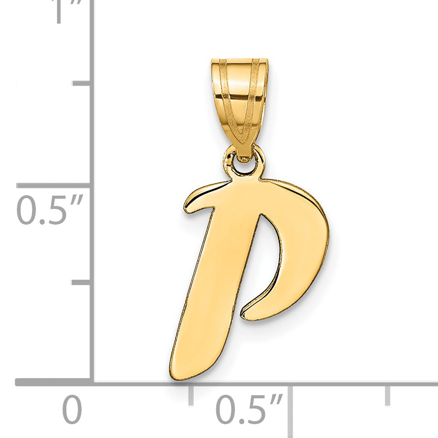 14k Yellow Gold 14k Polished Script Letter P Initial Pendant