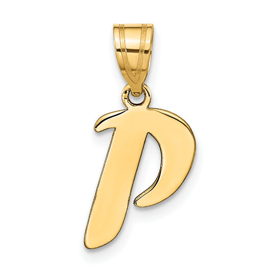 14k Yellow Gold 14k Polished Script Letter P Initial Pendant