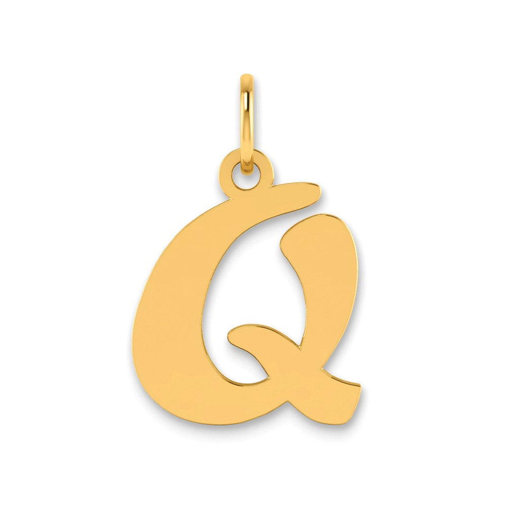 14K Yellow Gold Polished Script Letter Q Initial Pendant