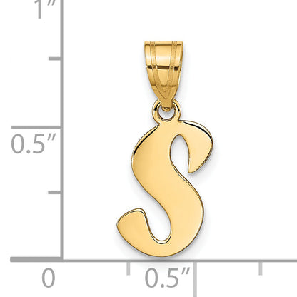 14k Yellow Gold 14k Polished Script Letter S Initial Pendant