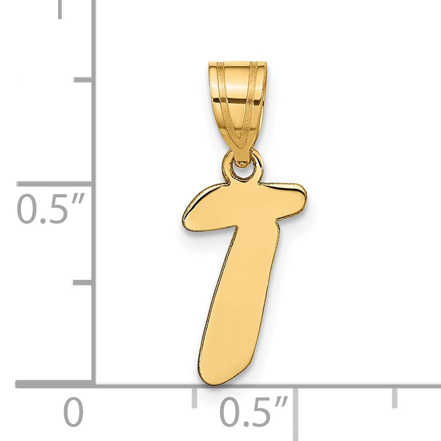 14k Yellow Gold 14k Polished Script Letter T Initial Pendant