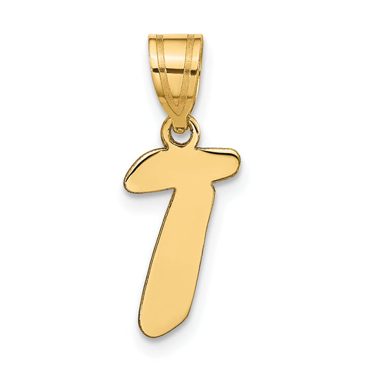 14k Yellow Gold 14k Polished Script Letter T Initial Pendant
