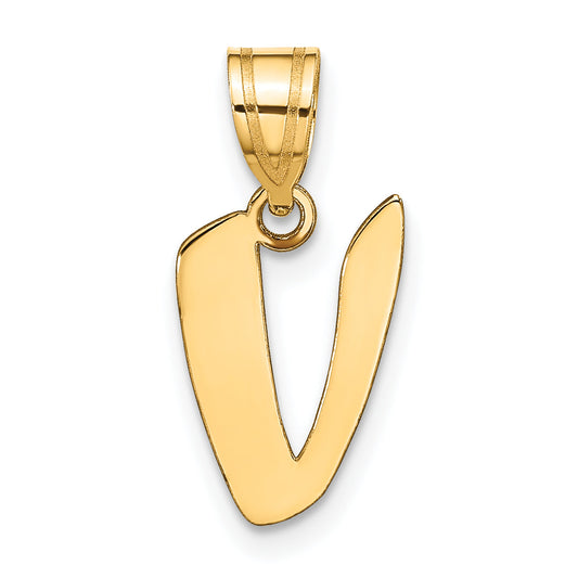 14k Yellow Gold 14k Polished Script Letter V Initial Pendant