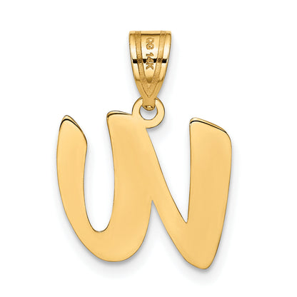 14k Yellow Gold 14k Polished Script Letter W Initial Pendant