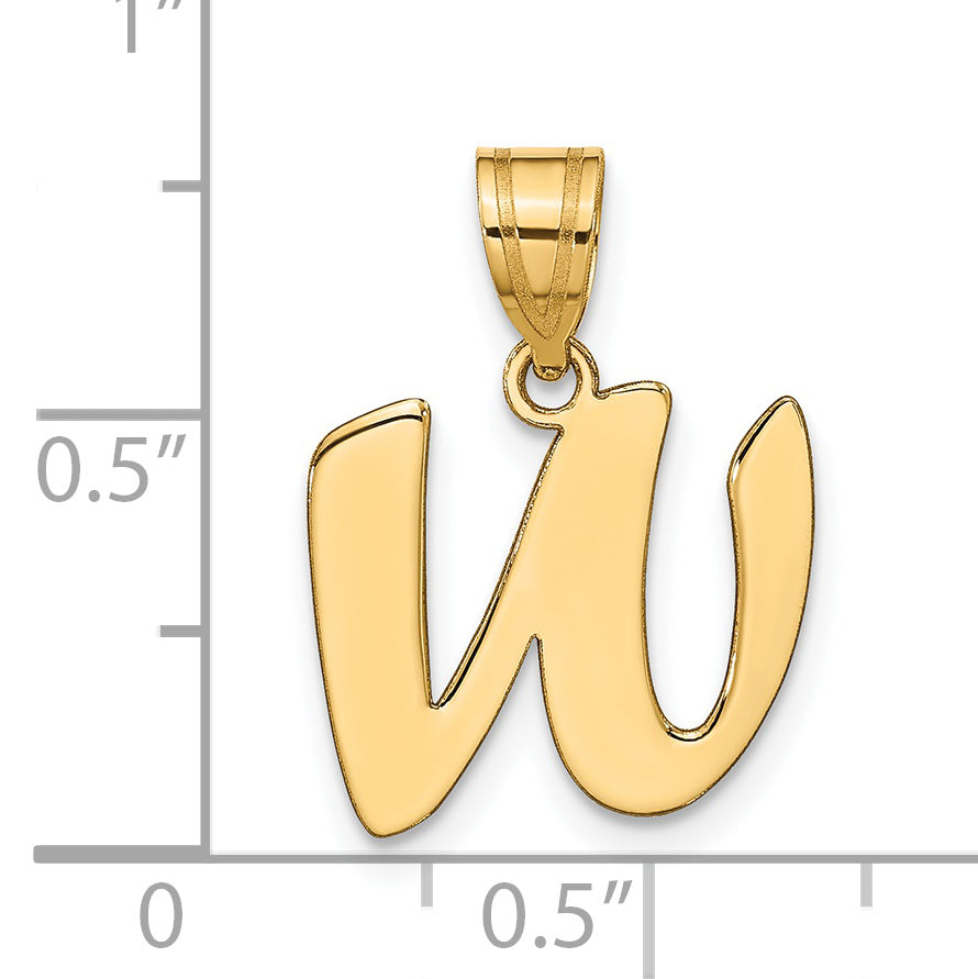 14k Yellow Gold 14k Polished Script Letter W Initial Pendant