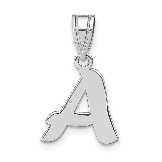 14k White Gold 14kw Polished Script Letter A Initial Pendant