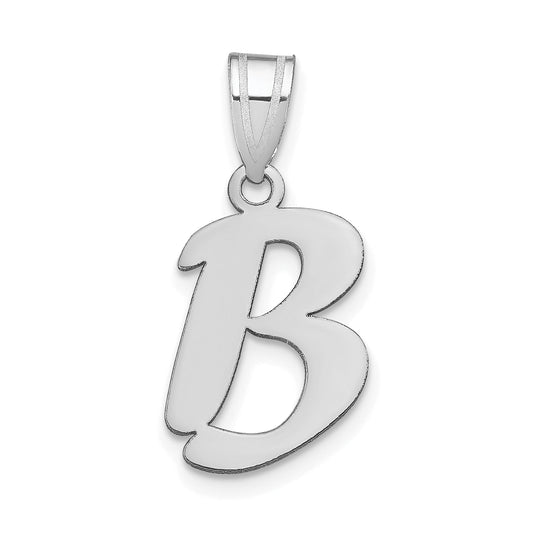 14k White Gold 14kw Polished Script Letter B Initial Pendant