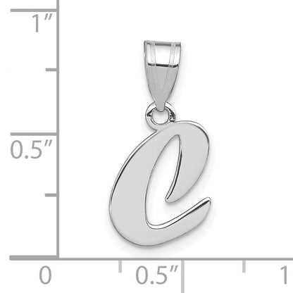 14k White Gold 14kw Polished Script Letter C Initial Pendant
