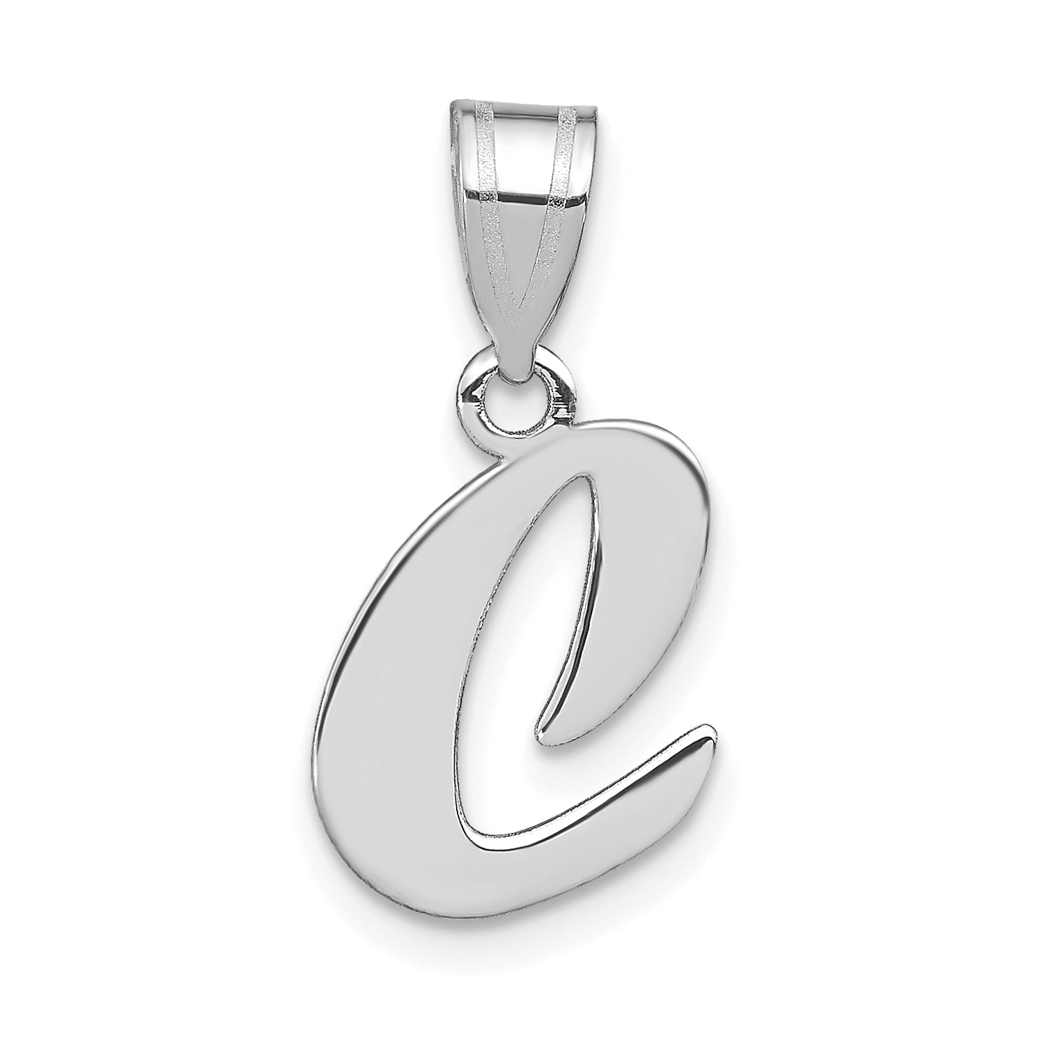 14k White Gold 14kw Polished Script Letter C Initial Pendant