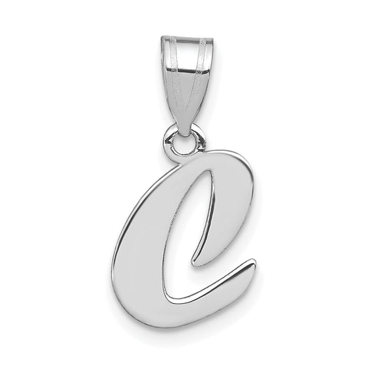 14k White Gold 14kw Polished Script Letter C Initial Pendant