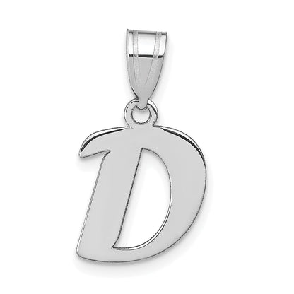 14k White Gold 14kw Polished Script Letter D Initial Pendant