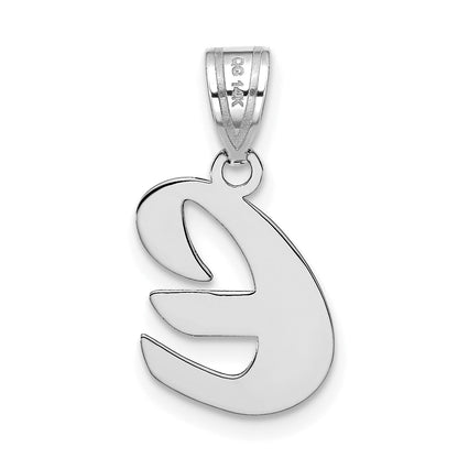 14k White Gold 14kw Polished Script Letter E Initial Pendant