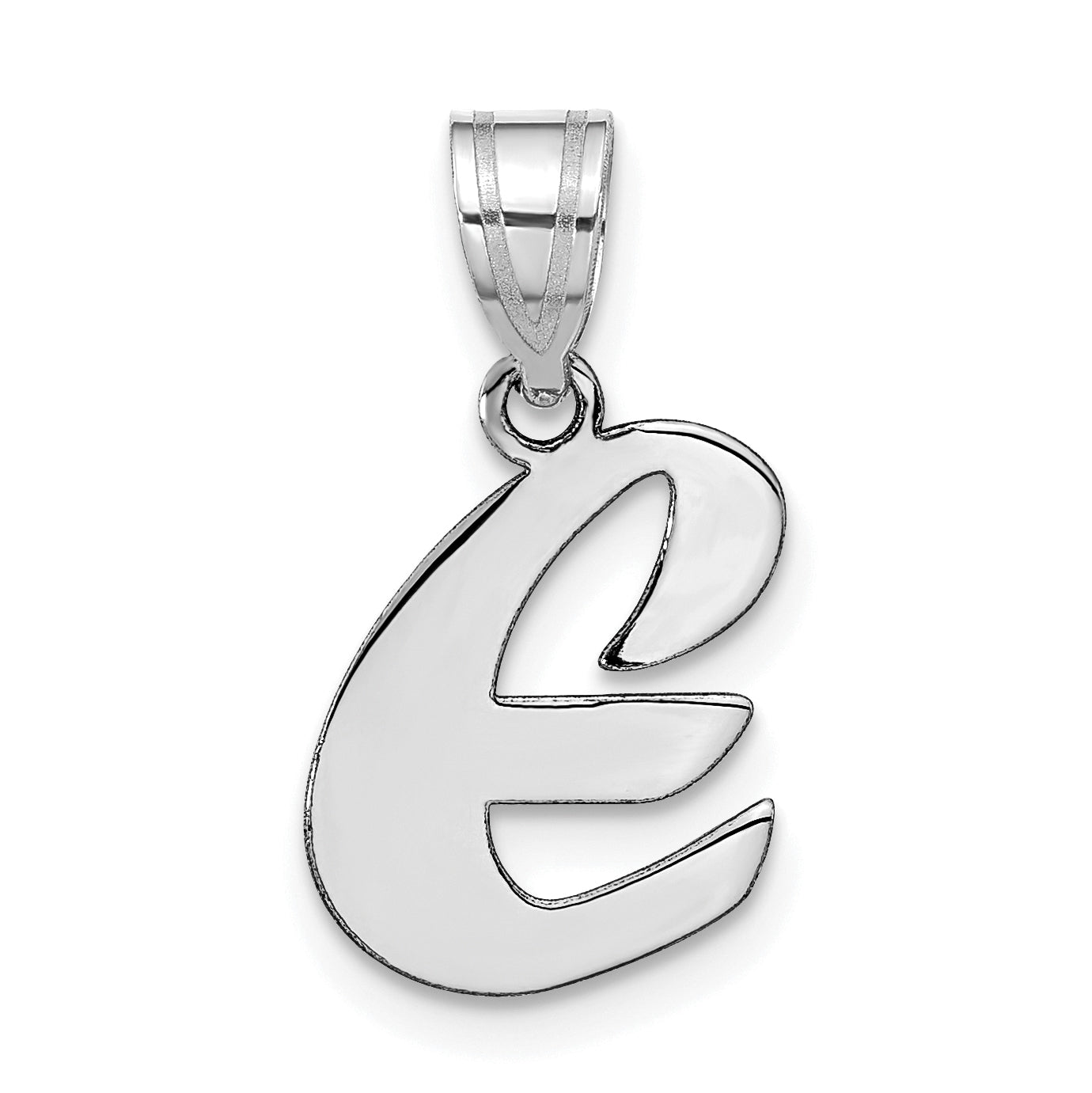 14k White Gold 14kw Polished Script Letter E Initial Pendant