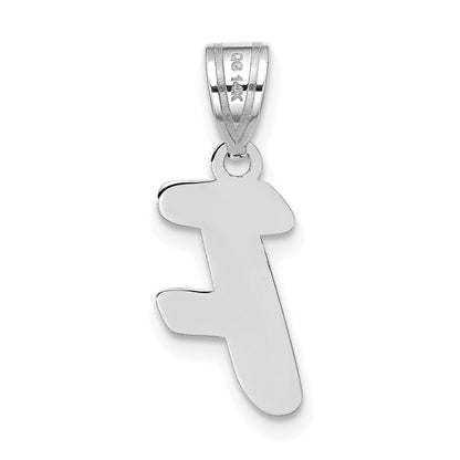 14k White Gold 14kw Polished Script Letter F Initial Pendant