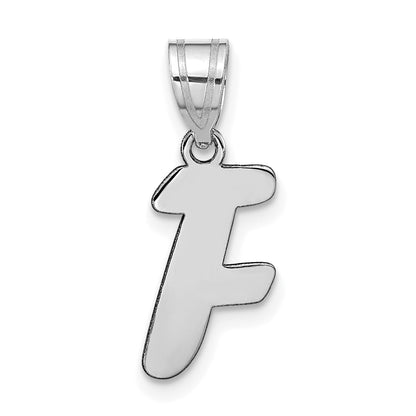 14k White Gold 14kw Polished Script Letter F Initial Pendant