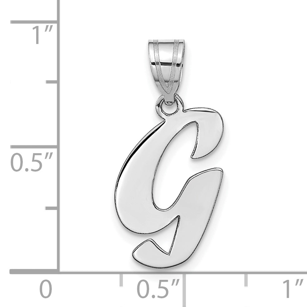 14k White Gold 14kw Polished Script Letter G Initial Pendant
