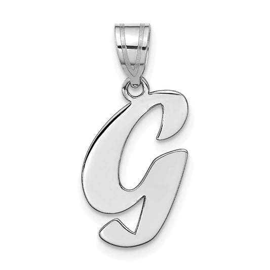14k White Gold 14kw Polished Script Letter G Initial Pendant