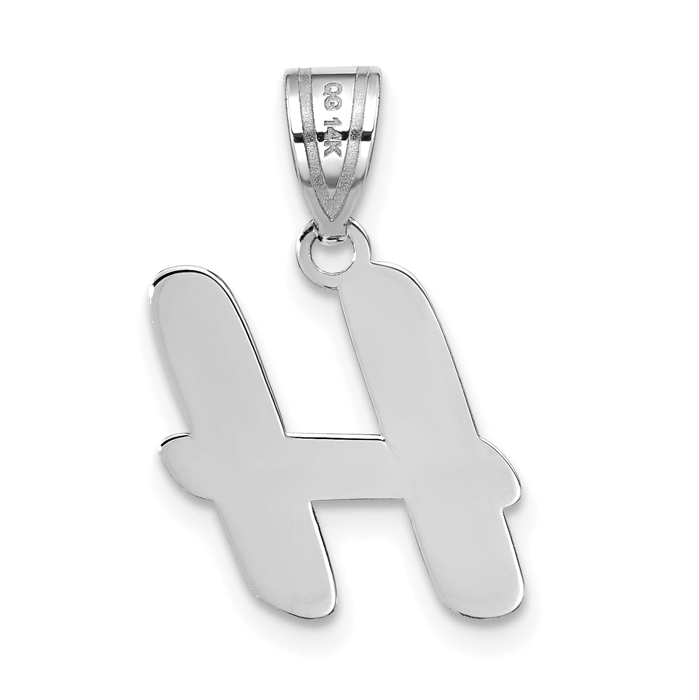14k White Gold 14kw Polished Script Letter H Initial Pendant