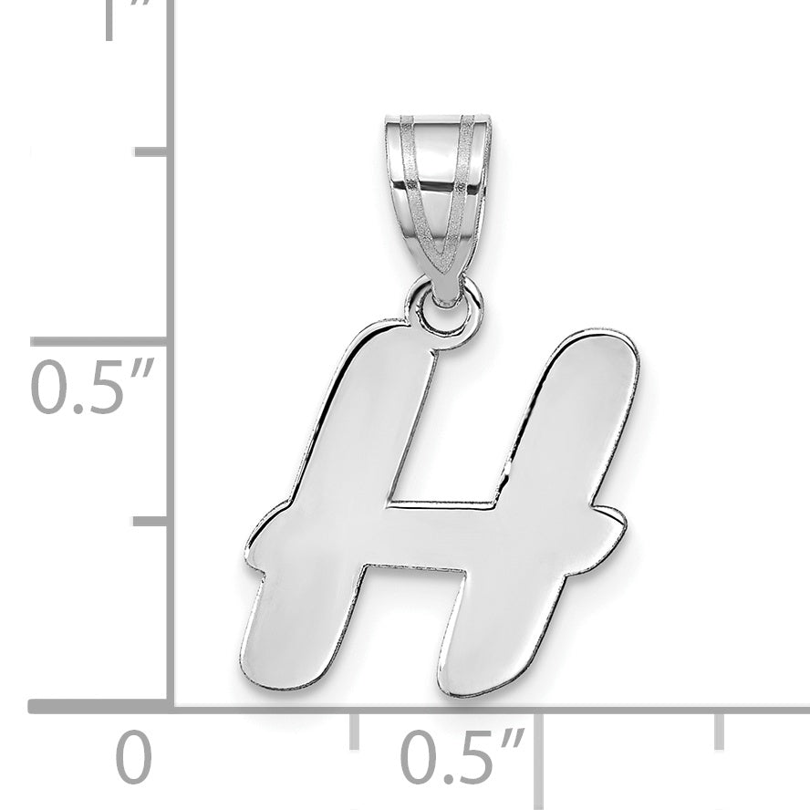 14k White Gold 14kw Polished Script Letter H Initial Pendant