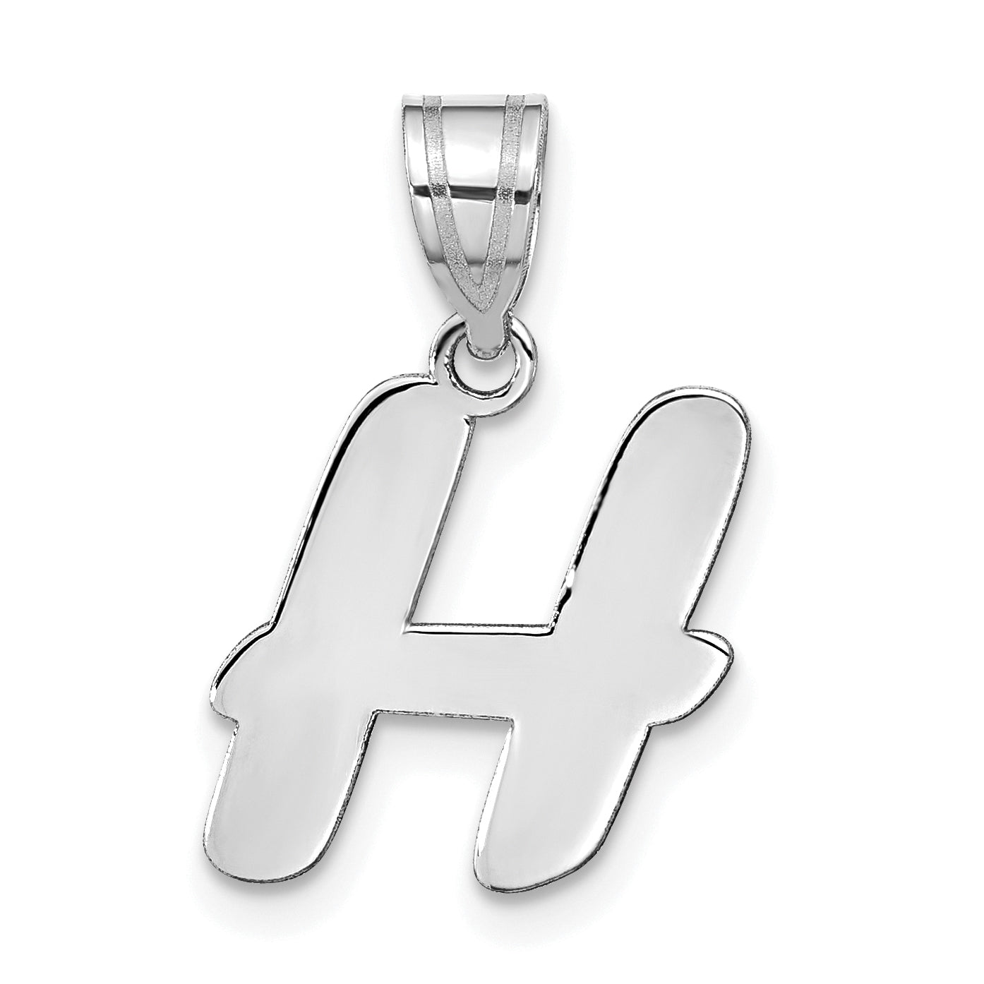 14k White Gold 14kw Polished Script Letter H Initial Pendant