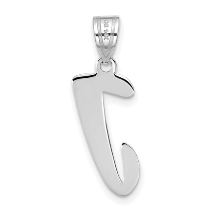 14k White Gold 14kw Polished Script Letter J Initial Pendant