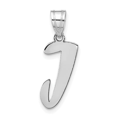 14k White Gold 14kw Polished Script Letter J Initial Pendant