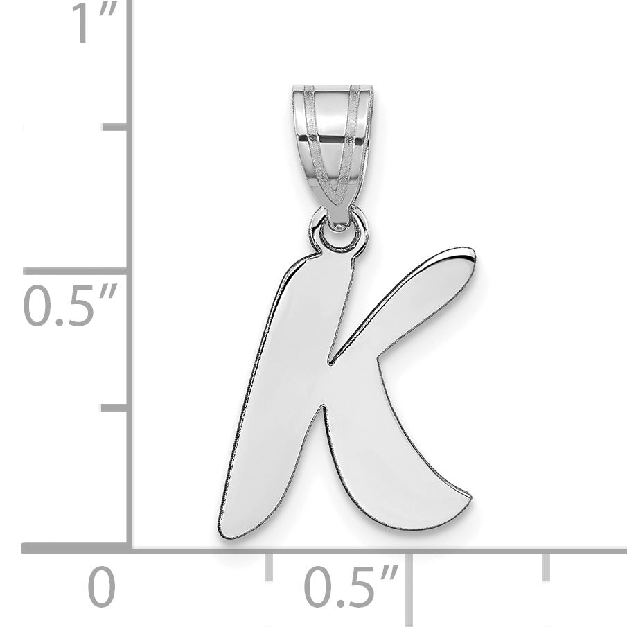 14k White Gold 14kw Polished Script Letter K Initial Pendant