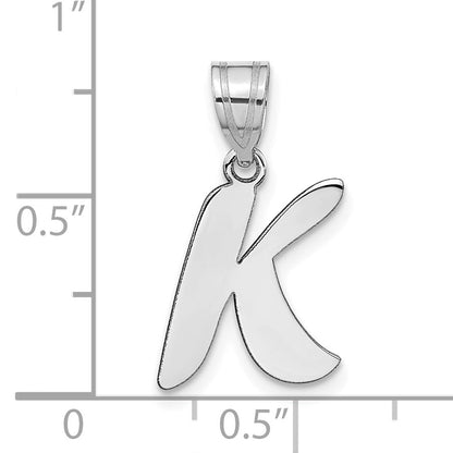 14k White Gold 14kw Polished Script Letter K Initial Pendant