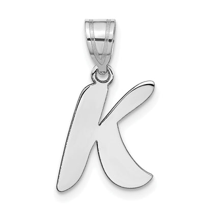 14k White Gold 14kw Polished Script Letter K Initial Pendant