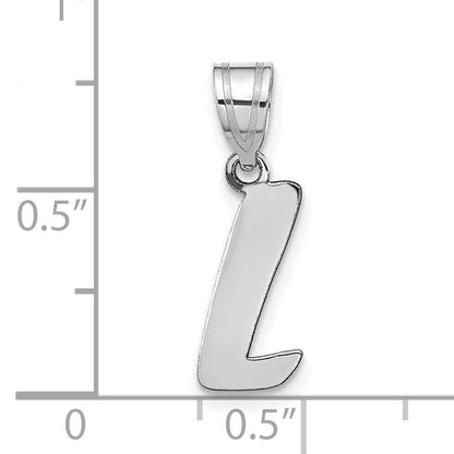 14k White Gold 14kw Polished Script Letter L Initial Pendant