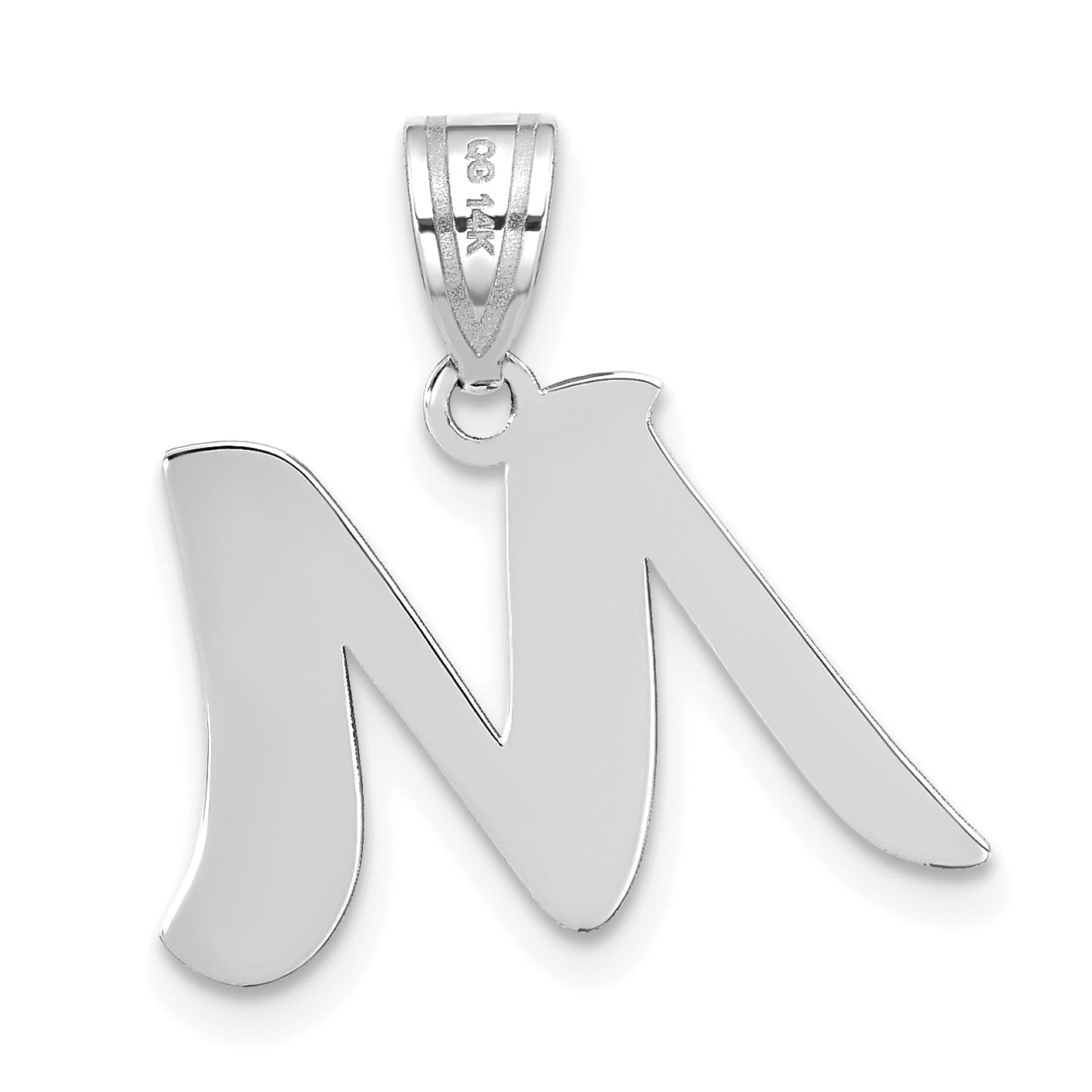 14k White Gold 14kw Polished Script Letter M Initial Pendant