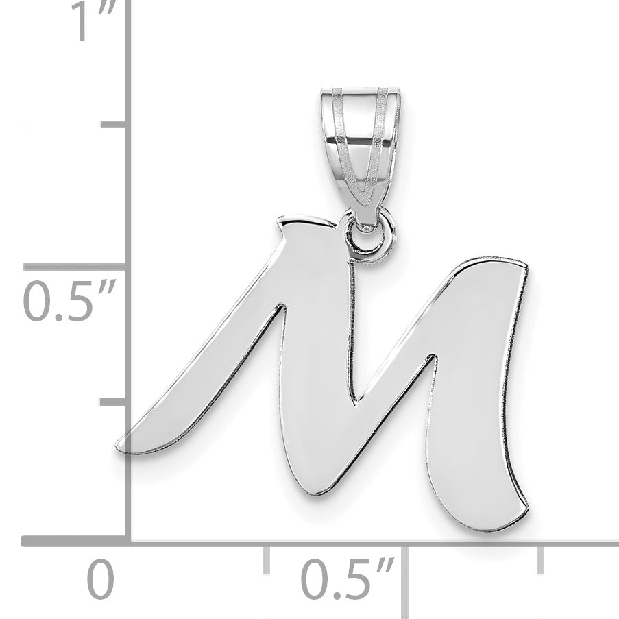 14k White Gold 14kw Polished Script Letter M Initial Pendant