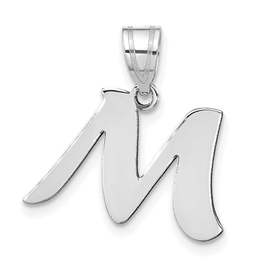 14k White Gold 14kw Polished Script Letter M Initial Pendant