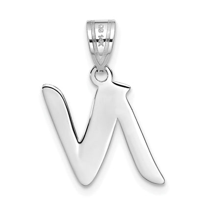 14k White Gold 14kw Polished Script Letter N Initial Pendant