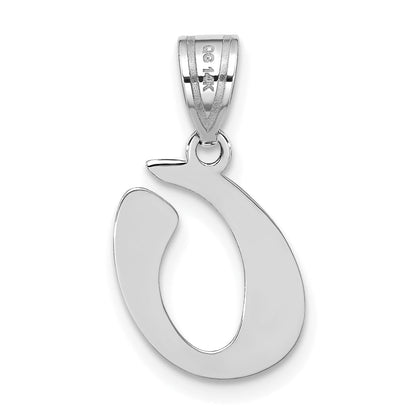 14k White Gold 14kw Polished Script Letter O Initial Pendant