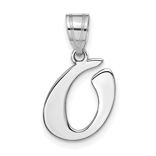 14k White Gold 14kw Polished Script Letter O Initial Pendant