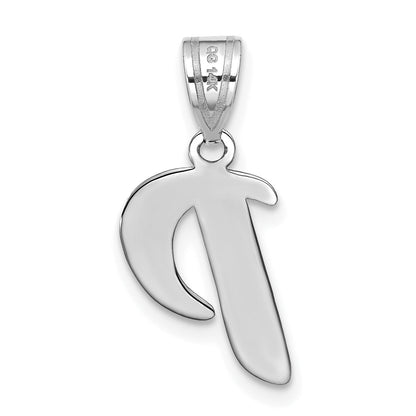 14k White Gold 14kw Polished Script Letter P Initial Pendant