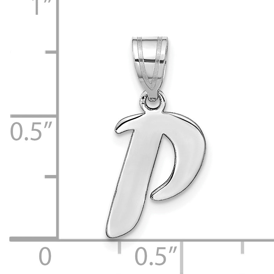 14k White Gold 14kw Polished Script Letter P Initial Pendant